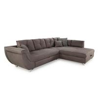 ECKSOFA mit Schlaffunktion und großem Bettkasten, seitenverkehrt montierbar B330/T207/H90 cm, Liegefl. 153x270 cm, Mikrofaser Braun / 15231 - Chromfarben/Braun, Kunststoff/Textil (330/207cm) - luma-home