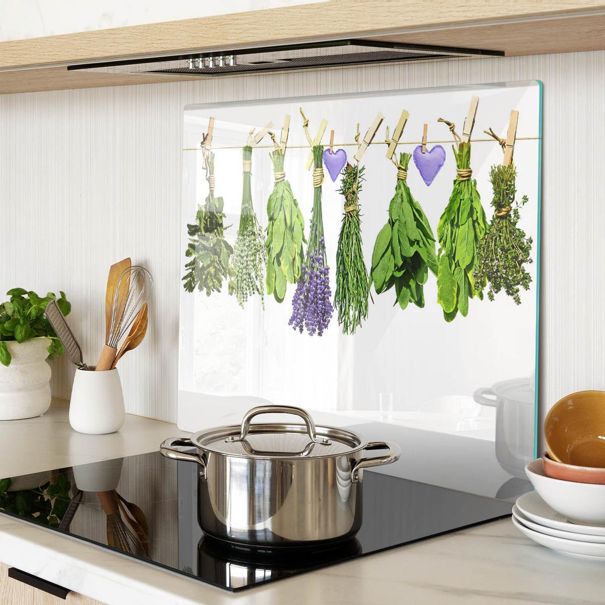 GLASPLATTE 60x52 cm Kräuter an einer Schnur - Grün, Glas (60/0.4/52cm) - TULUP