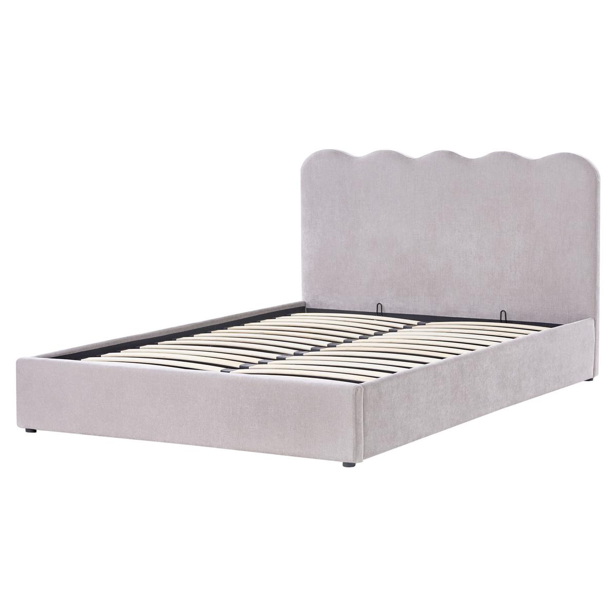 BETT mit Stauraum 160/200 cm Chenillegewebe Taupe Nanterre - Taupe, Textil (160/200cm) - Beliani