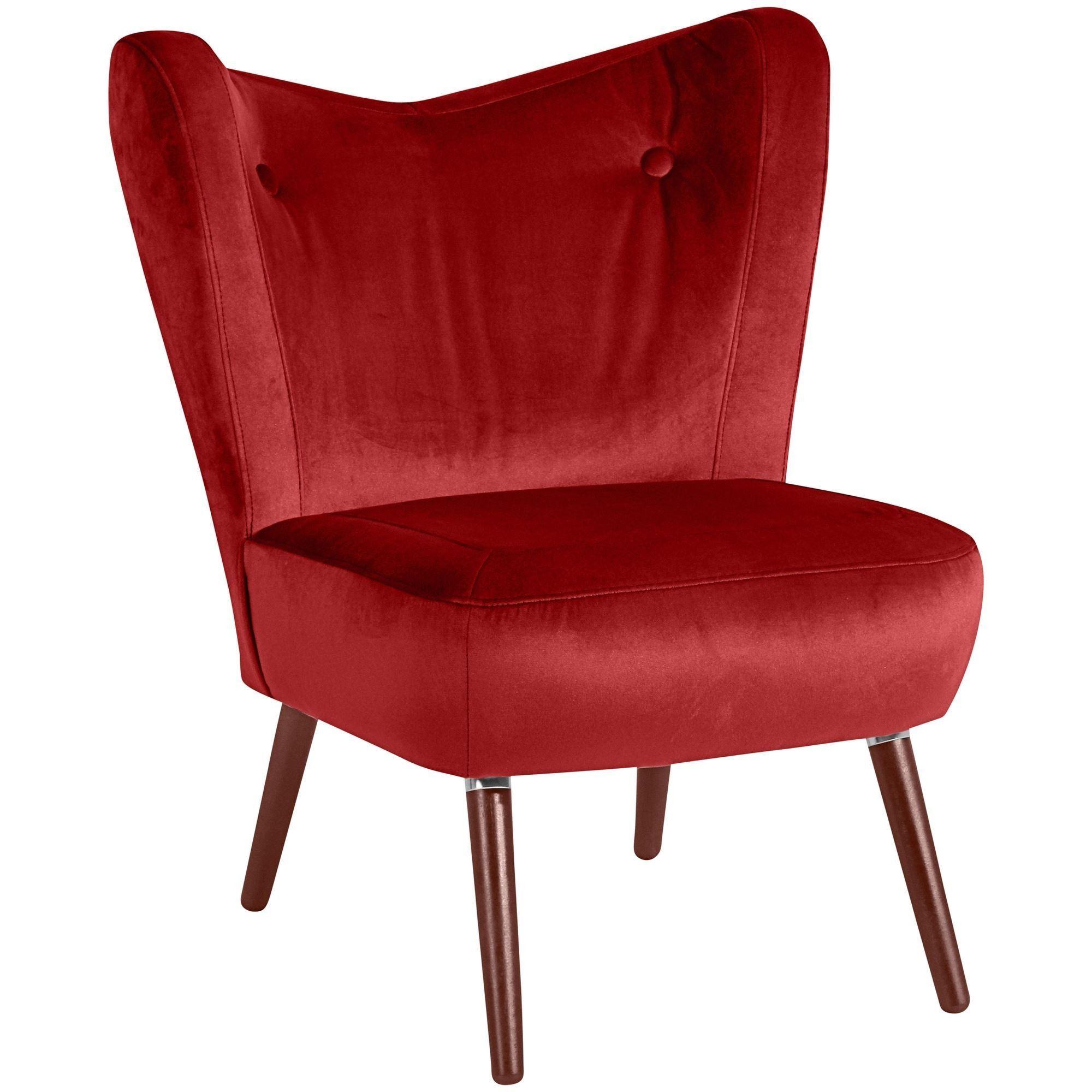 SESSEL Kathy Bezug Samtvelours Buche nussbaum dunkel / ziegel - Rot, Kunststoff (70/86/69cm) - 58aufmkessel