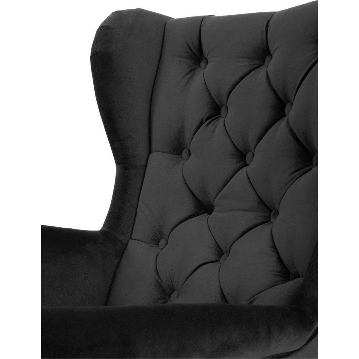 CHESTERFIELD-SESSEL Falco schwarz mit Holzbeinen - Wengefarben/Schwarz, Holz/Textil (82/102/92cm) - Beautysofa