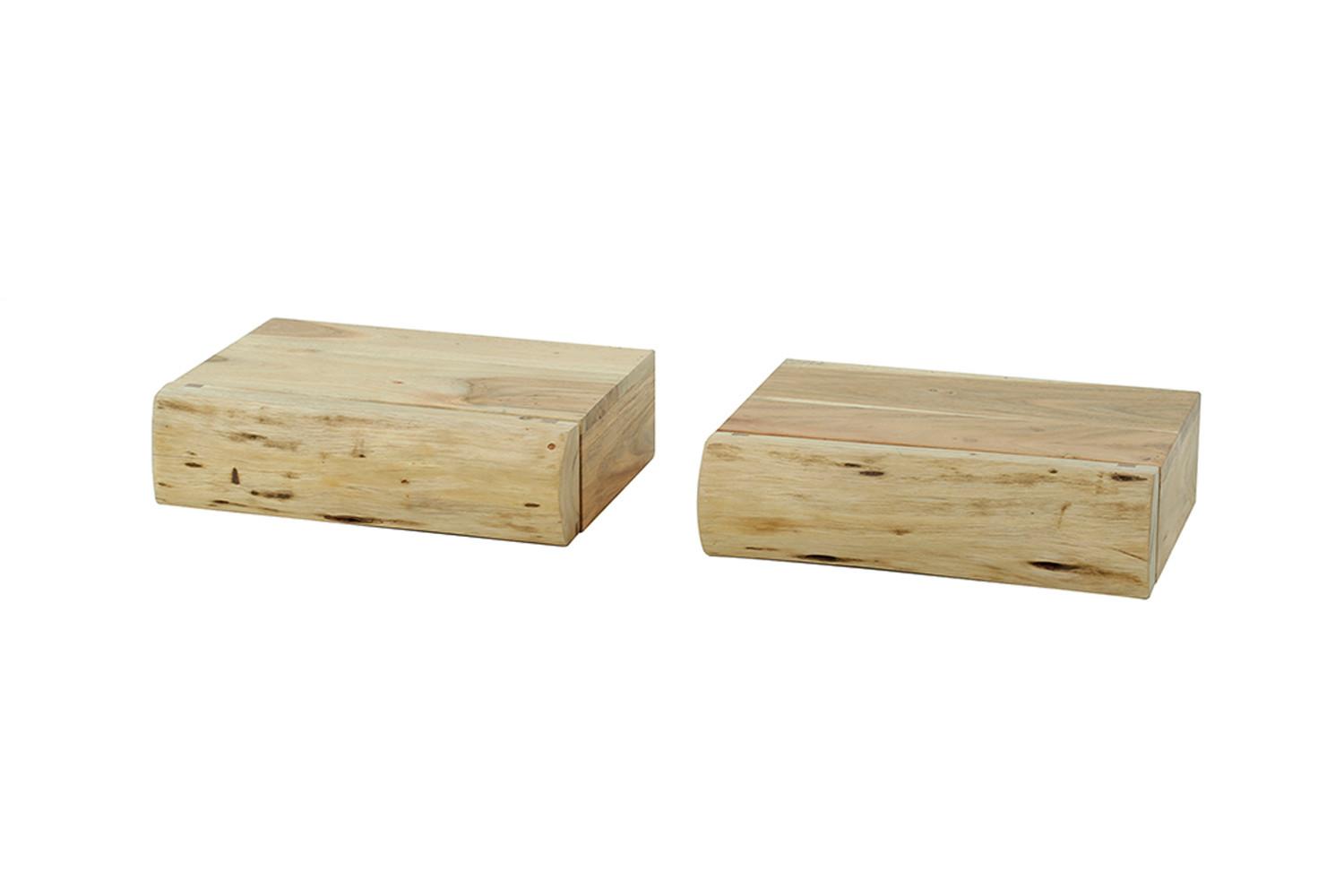 NACHTTISCH SESA 2ER SET Holz Akazie - Zwetschgeholzfarben, Holz (30/8/20cm) - KAWOLA