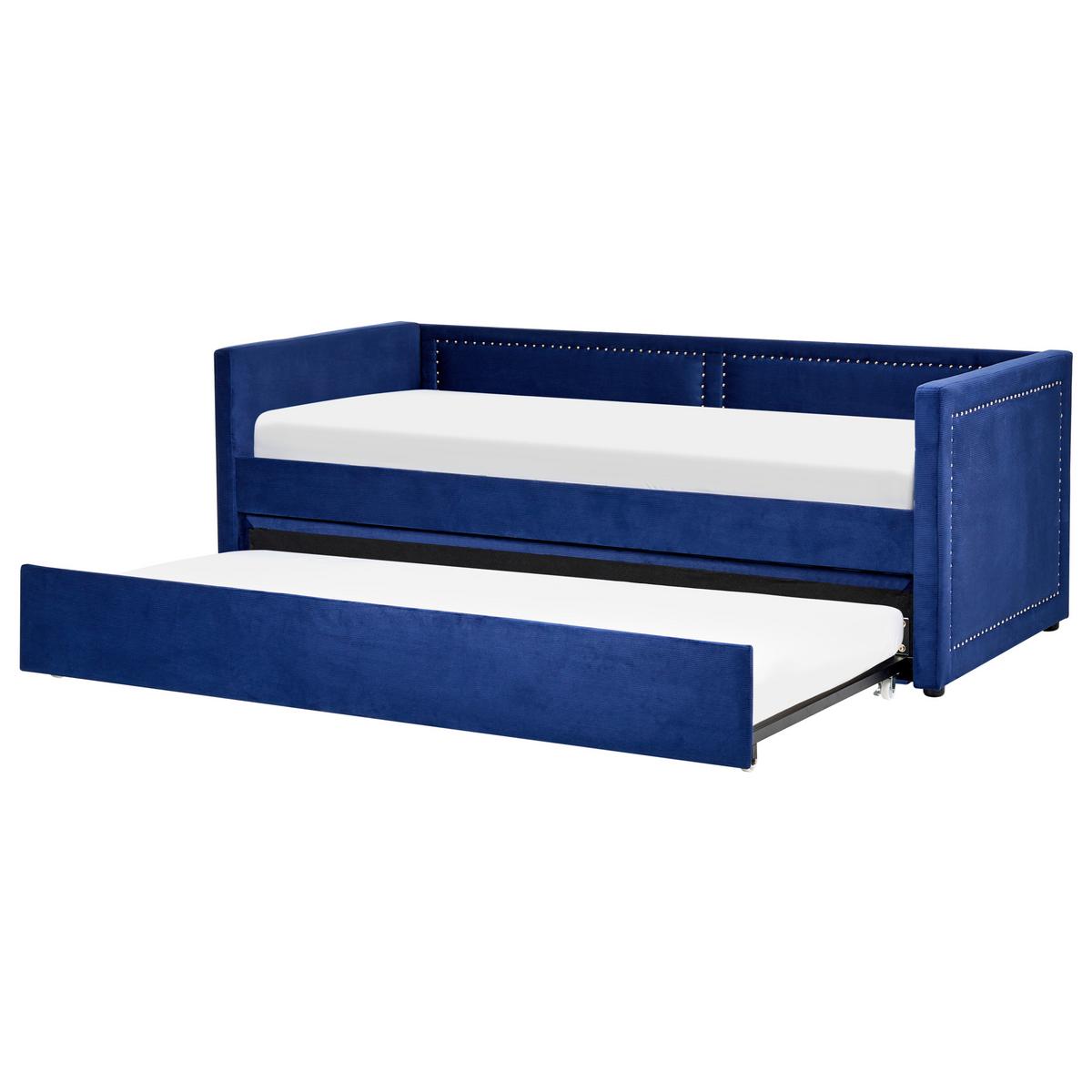 TAGESBETT 90/200cm Marineblau Mimizan - Blau, Naturmaterialien/Textil (90/200cm) - Beliani