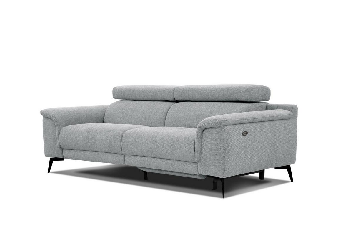 RELAXSOFA FIERO 3-Sitzer mit 1 Relaxfunktion, silberfarben - Silberfarben/Schwarz, Holzwerkstoff/Textil (212/82/103cm) - Wozimo