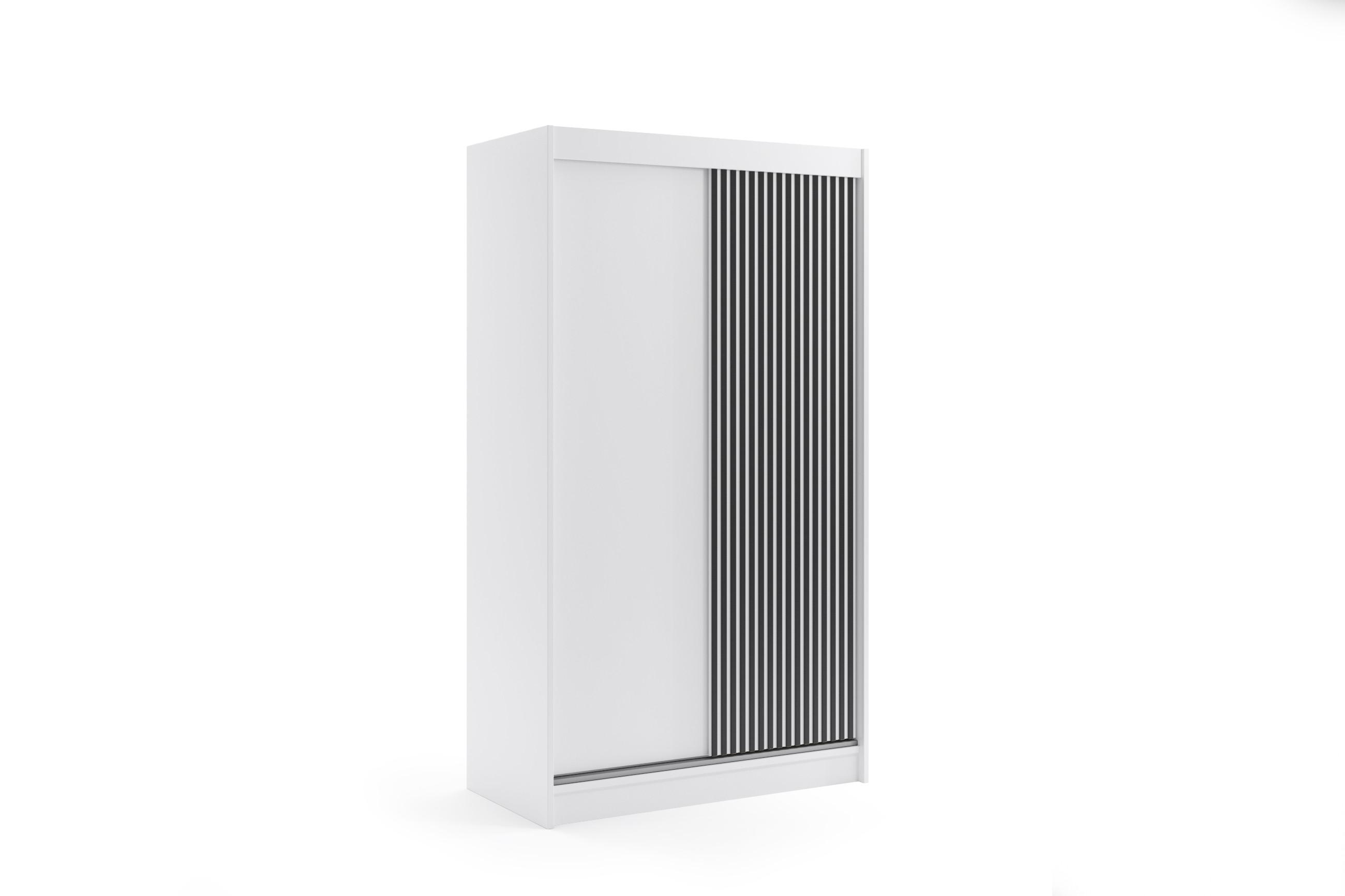 KLEIDERSCHRANK VILAN mit Lamel/LED - 120 cm - Weiß|Schwarz - Schwarz/Weiß, Holzwerkstoff (120/215/61cm) - ALTDECOR