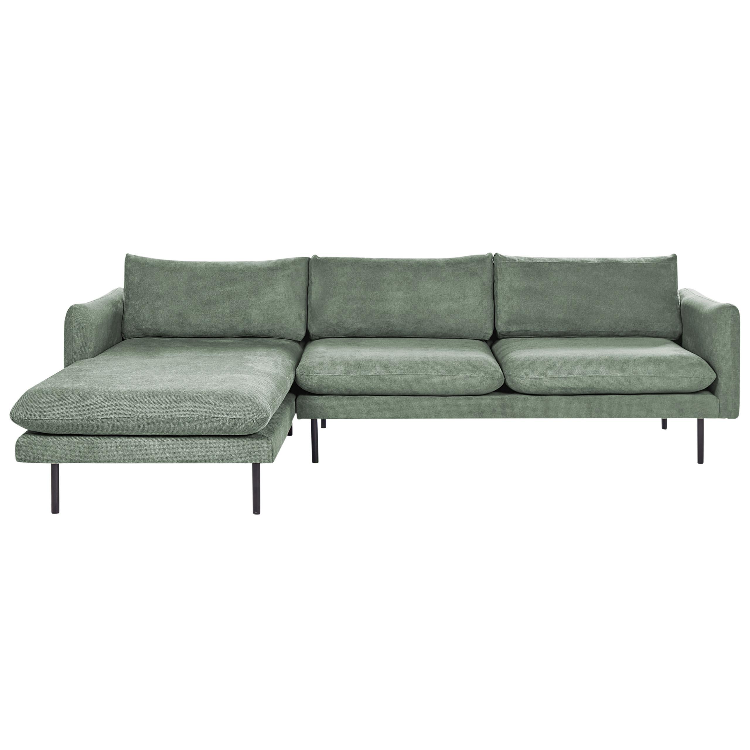 ECKSOFA 4-Sitzer Stoff Hellgrün rechtsseitig Vinterbro - Schwarz/Hellgrün, Textil (279/162cm) - Beliani