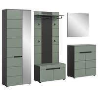 GARDEROBE-SET Salbei und Grau, Garderobe 5-teilig, 255 x 190 cm, Soft-Close, Cooper - Salbeigrün/Dunkelgrau, Holzwerkstoff/Kunststoff (255/190/37cm) - Inn.Furn
