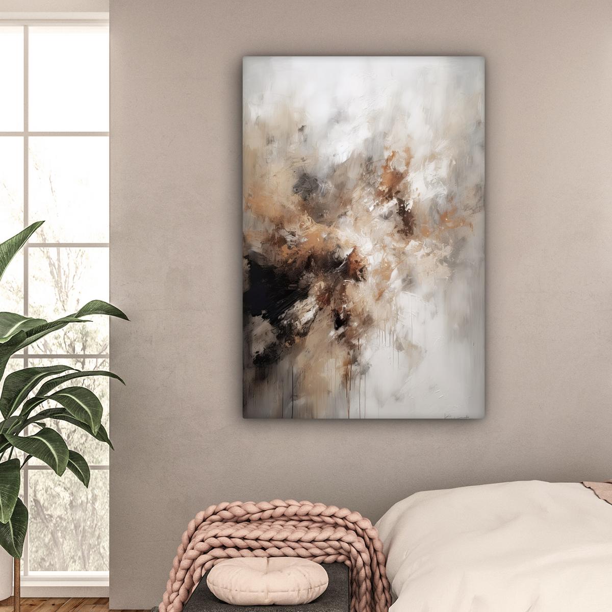 LEINWANDBILD Farbe - Abstrakt - Beige - Kunst Deko XXL 80x120 cm - Greige, Textil (80/120cm) - MuchoWow