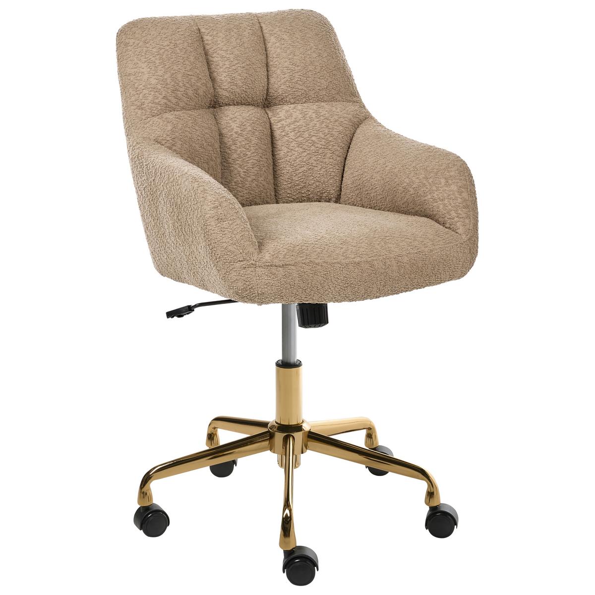 SCHREIBTISCHSTUHL Bouclé Hellbraun Palmdale - Hellbraun, Textil (58/87/61cm) - Beliani