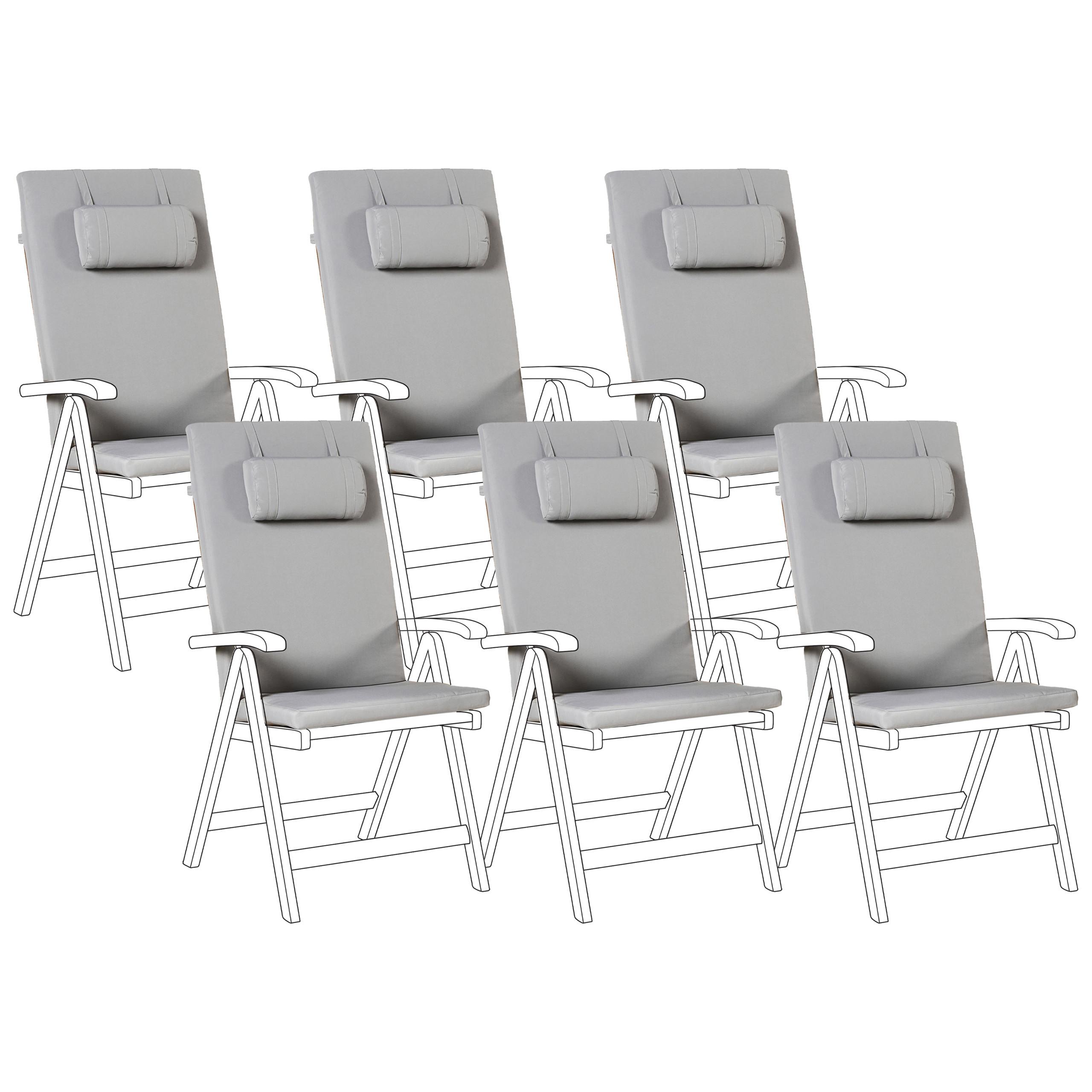 OUTDOOR-SITZKISSEN 6er-Set Hellgrau 50/45 cm Java/Amantea Premium - Hellgrau, Textil (71/71/50cm) - Beliani