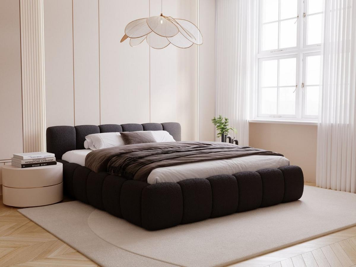 POLSTERBETT Cloud Low 160x200 Bouclé-Stoff Schwarz - Schwarz, Textil (160/200cm) - Graingold
