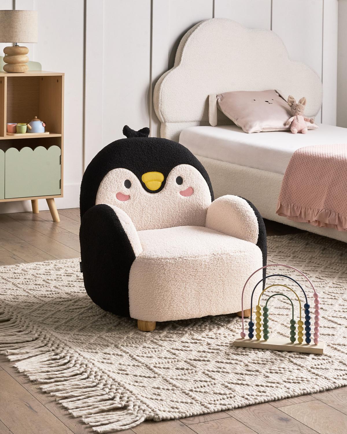 KINDERSESSEL Cremeweiß Fyn - Schwarz/Weiß, Textil (50/60/55cm) - Beliani