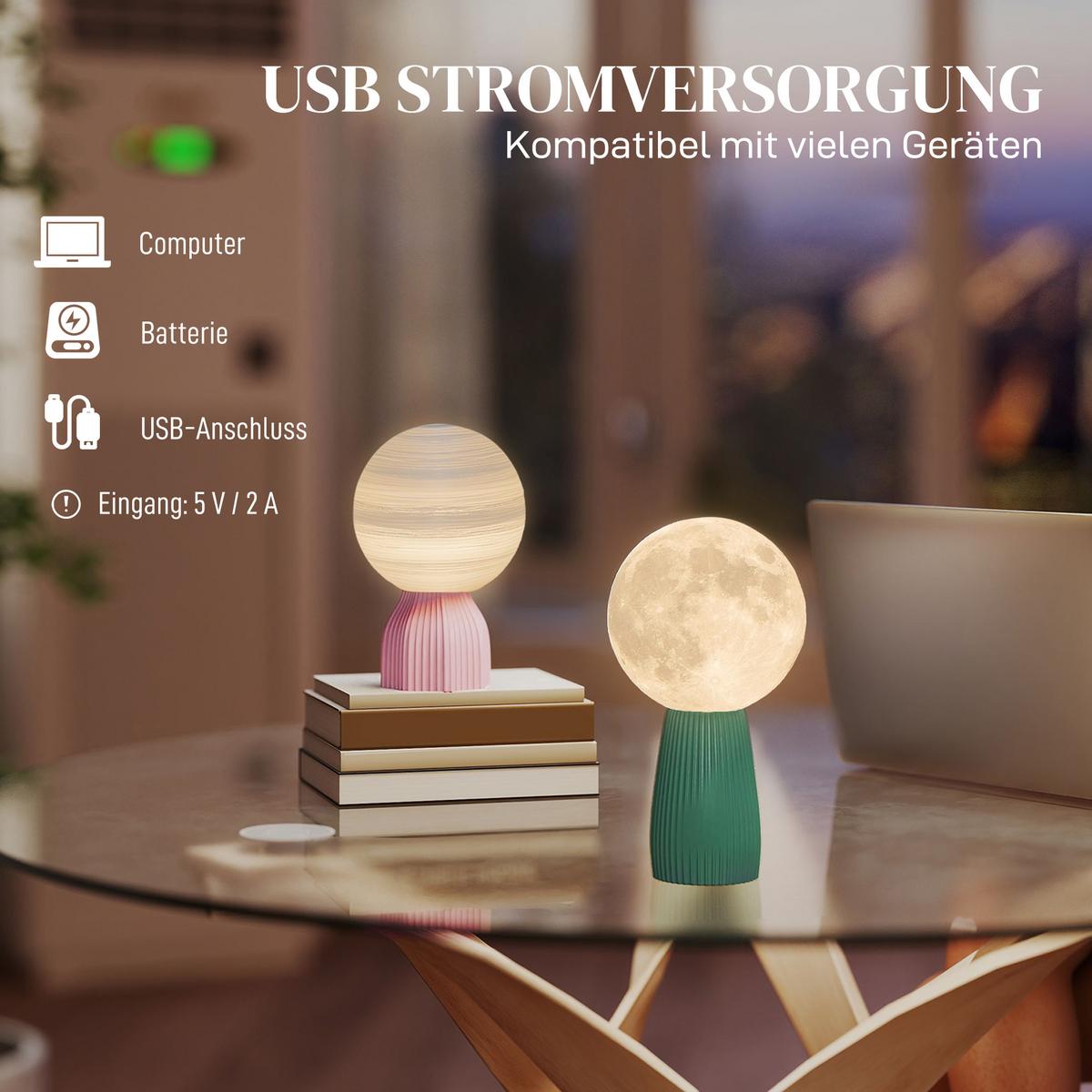 TISCHLAMPE ABS Weiß - Weiß, Kunststoff (15/15/27.5cm) - HOMCOM