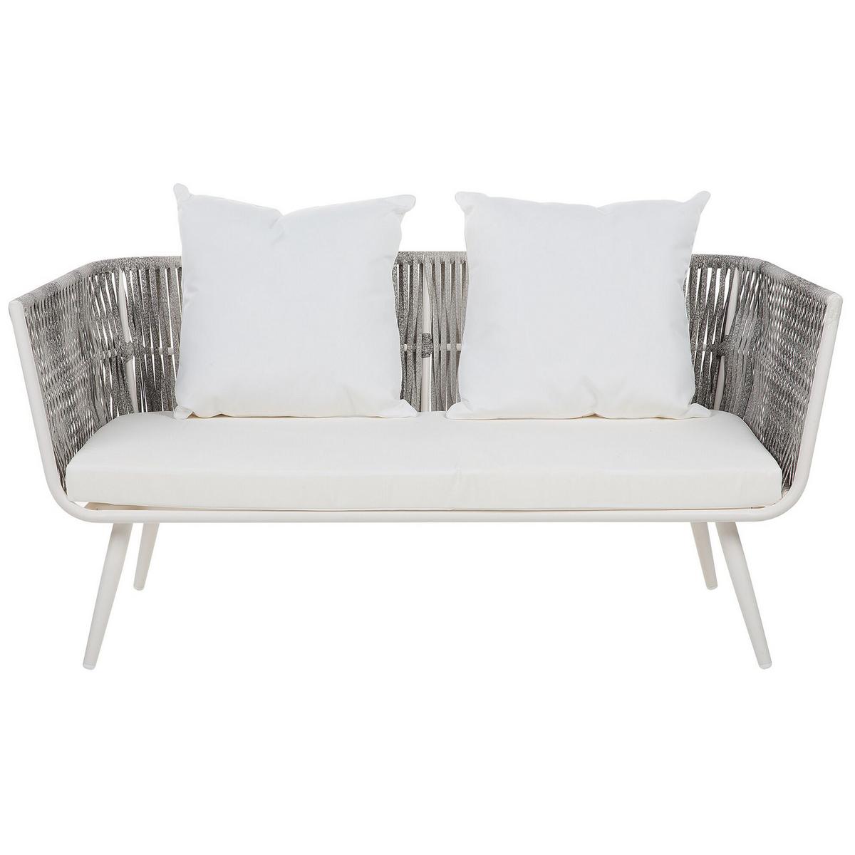 LOUNGE-SET 4-sitzer Rattan Weiß Ragusa - Weiß, Kunststoff - Beliani