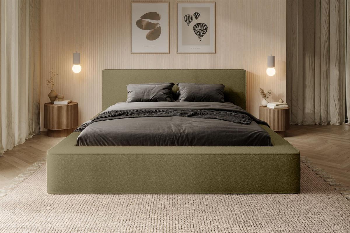 POLSTERBETT Omaha In Euphoria - Grün, Holzwerkstoff/Textil (160/200cm) - Fun Möbel