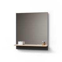 BADSPIEGEL Timavo Anthrazit 60 x 67 cm mit Regal - Anthrazit, Holzwerkstoff (60/67/14cm) - Livinity®