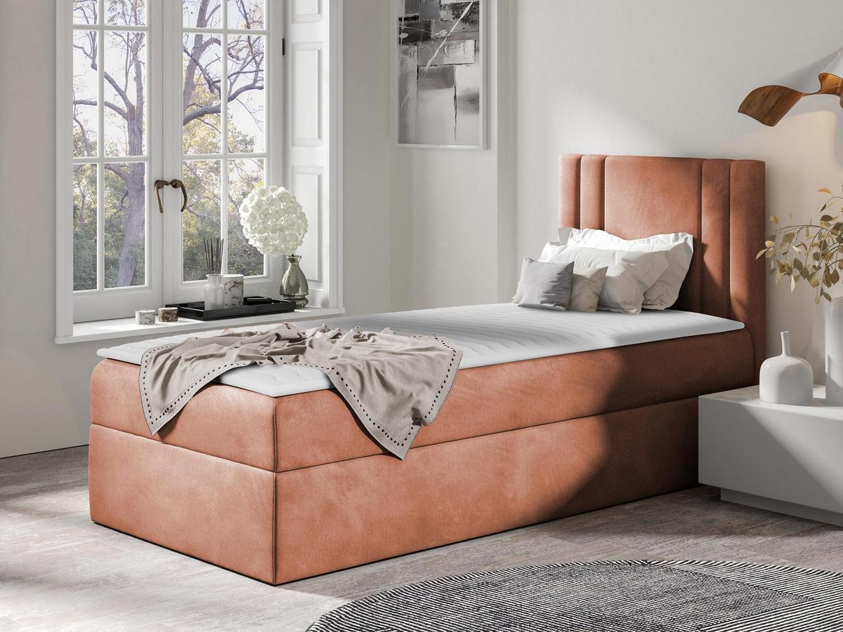 BOXBETT Carmen Mini, Seite zum Öffnen des Bettkastens: Rechts - H3 - Orange, Holz (100/200cm) - MIRJAN24