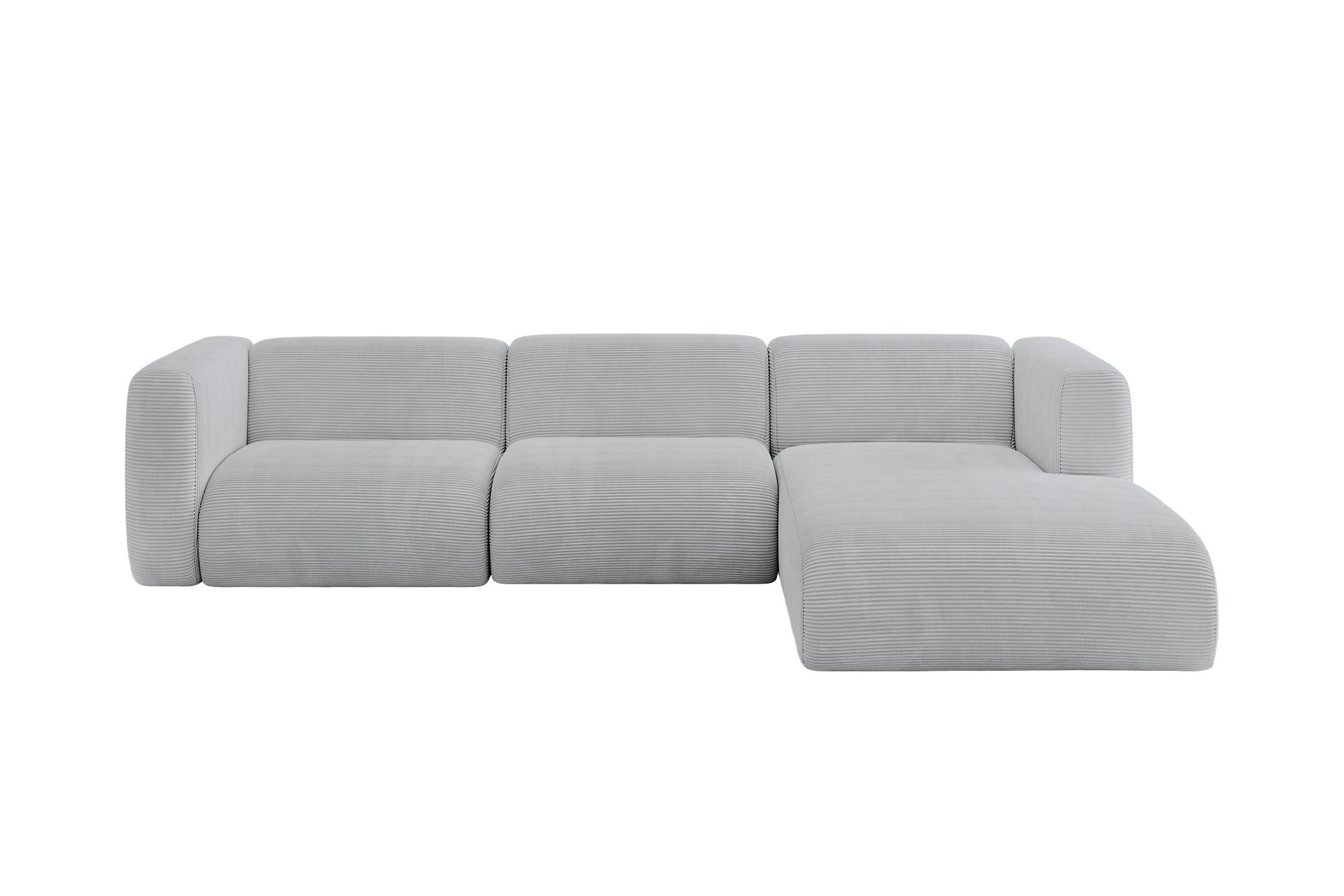 ECKSOFA Ottomane Rechts MIRA-L2 318x179x89 Grau Cord - Blaugrau/Schwarz, Holzwerkstoff/Kunststoff (318/179cm) - ALTDECOR