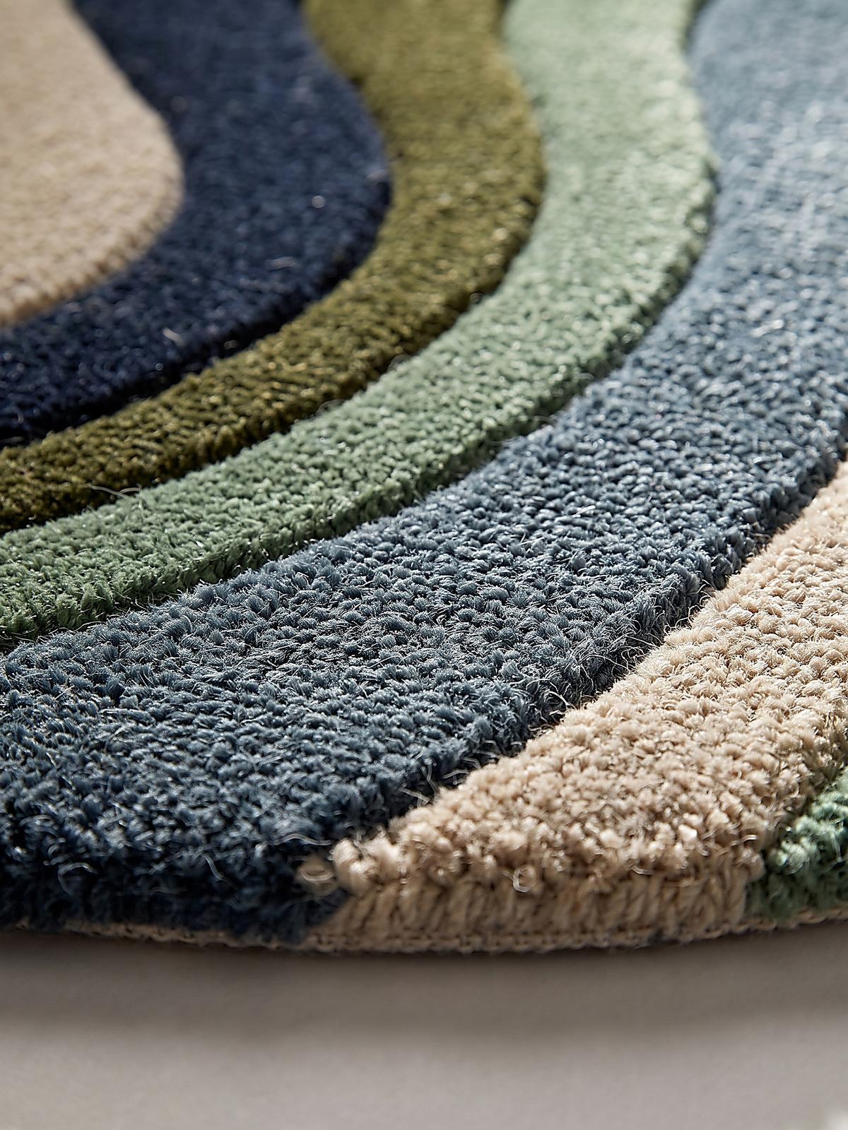 WOLLTEPPICH handgetuftet EFFRA, Wellen-Swirl, Erdtöne-Grün, 200 x 290 cm - Grün, Textil (200/290cm) - KADIMA DESIGN