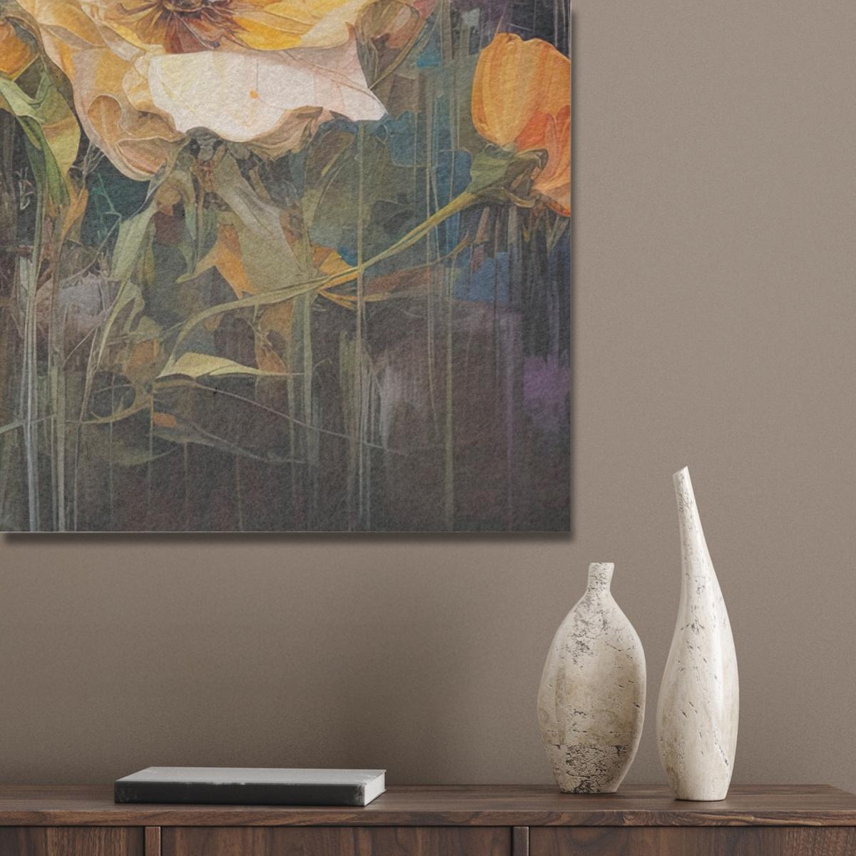 AKUSTIKBILD Blumen - Aquarell - Kunst - Botanisch - Natur Wanddeko 70x100 cm - Orange, Kunststoff (70/100/0.9cm) - MuchoWow