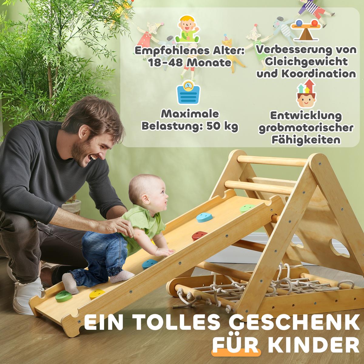 KLETTERGERÜST Kiefernholz Mehrschichtenplatte Mehrfarbig - Multicolor, Holz (62.5/57/168cm) - AIYAPLAY