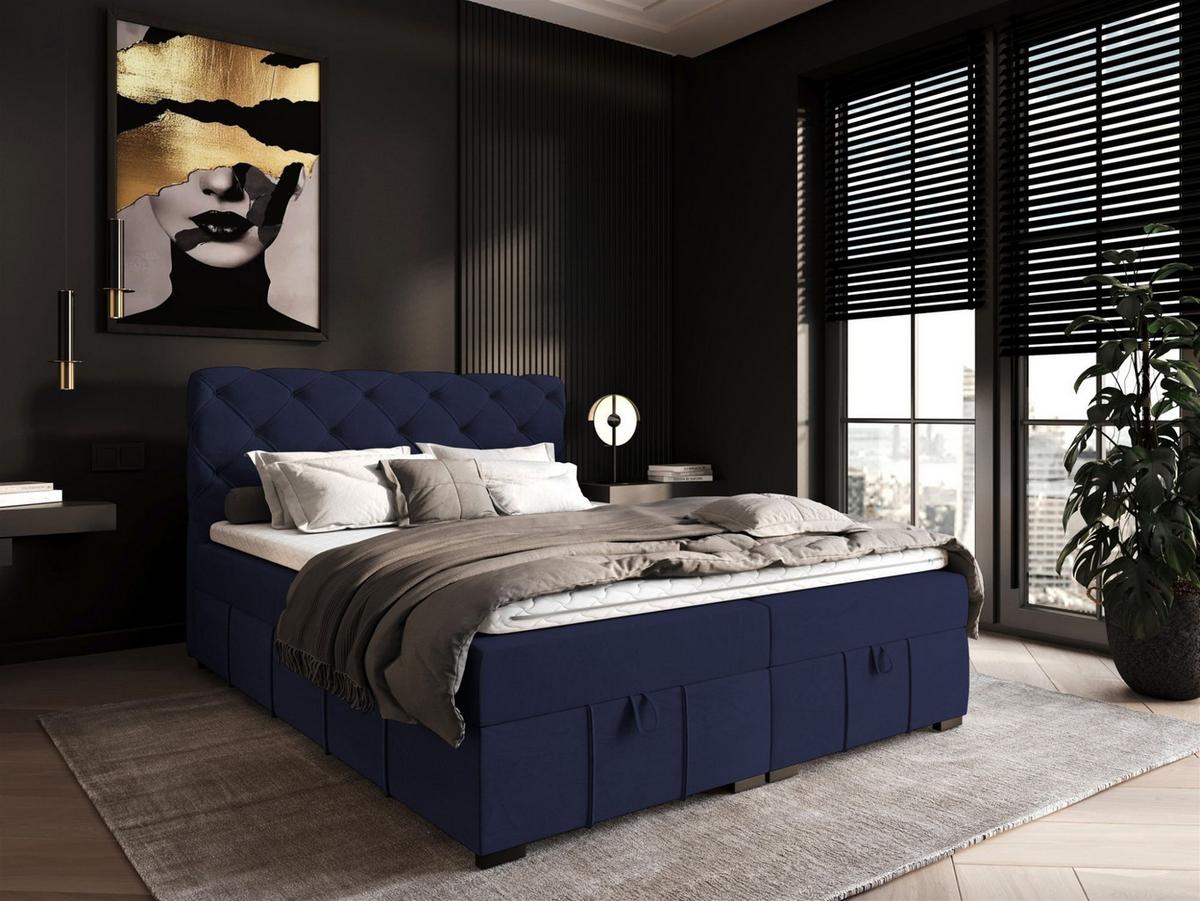 BOXBETT Gisel - Blau, Holzwerkstoff/Textil (180/200cm) - Fun Möbel