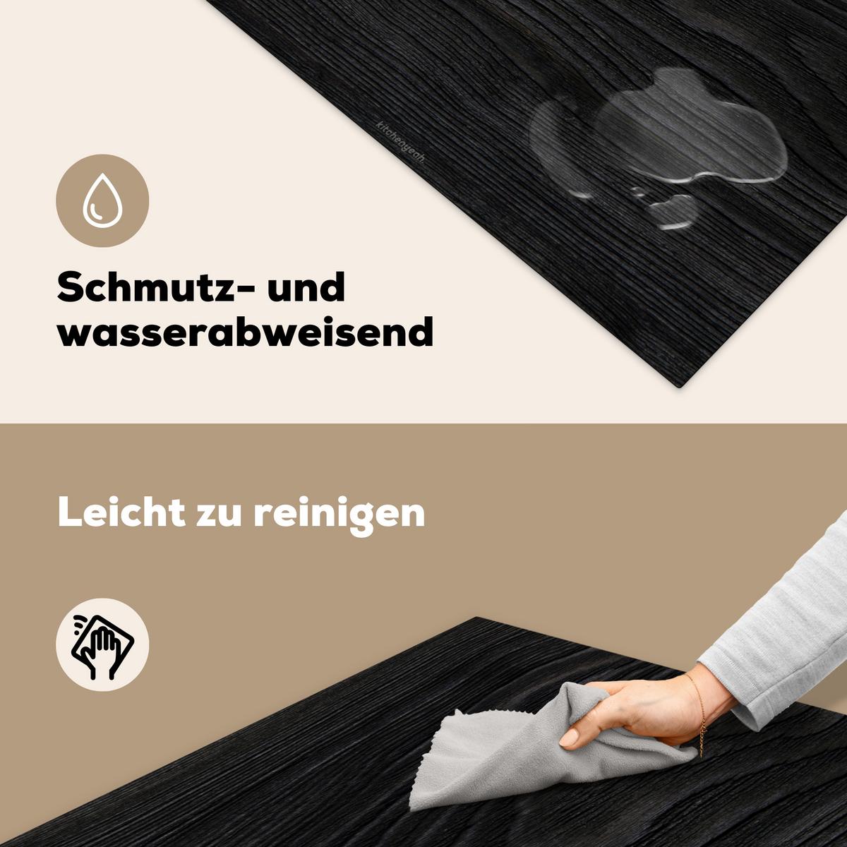 HERDABDECKPLATTE Schwarz - Holzoptik Induktionsmatte 78x78 cm - Schwarz, Kunststoff (78/78/0.2cm) - MuchoWow
