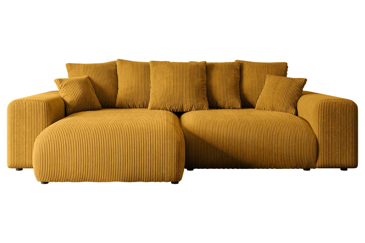 ECKSOFA Ottomane links ESKAR-L 266x176x72 Currygelb Cord - Currygelb/Schwarz, Holzwerkstoff/Kunststoff (266/176cm) - ALTDECOR