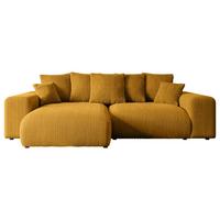 ECKSOFA Ottomane links ESKAR-L 266x176x72 Currygelb Cord - Currygelb/Schwarz, Holzwerkstoff/Kunststoff (266/176cm) - ALTDECOR