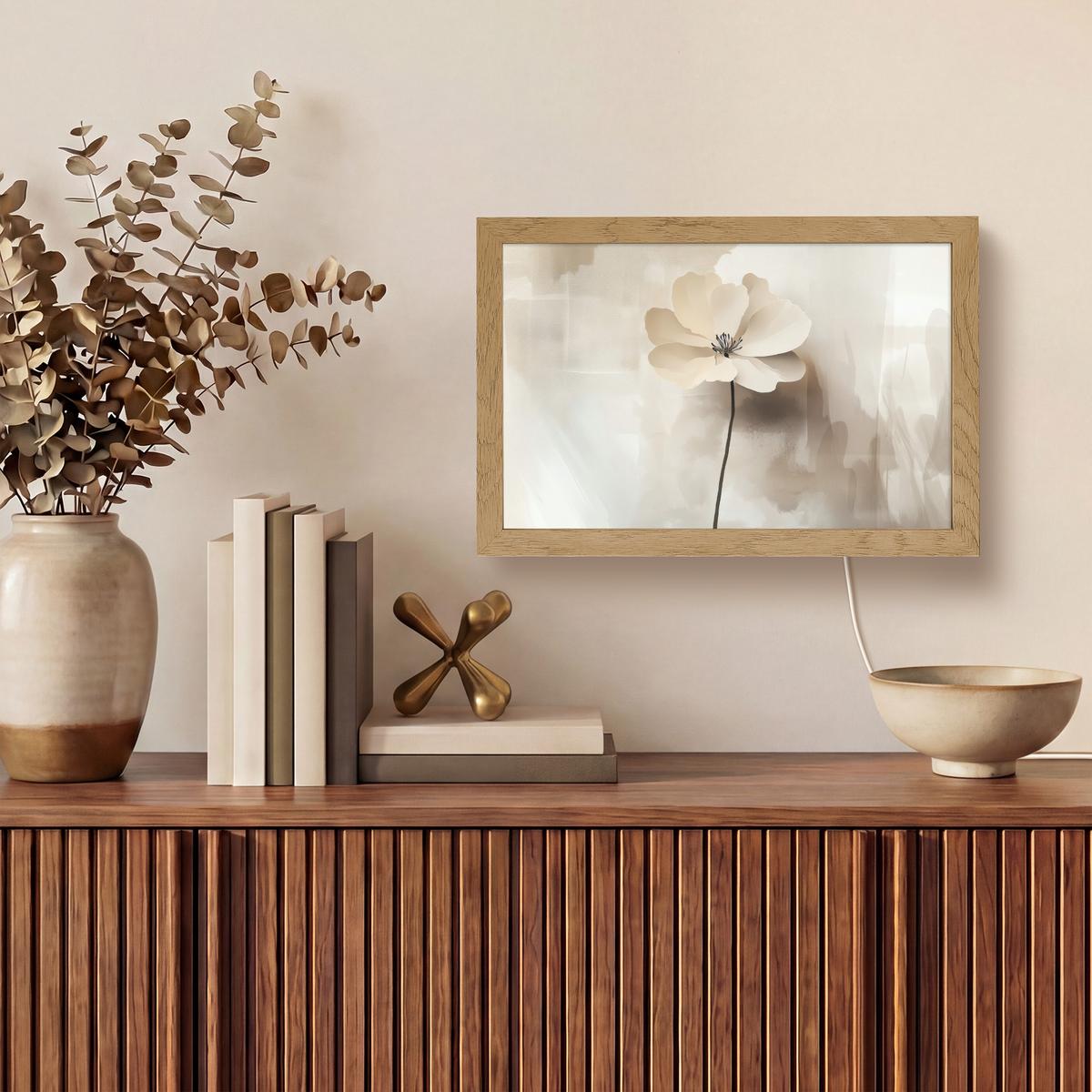 WANDLEUCHTE Blume - Beige - Farbe - Schatten 30x20 cm - Beige, Holzwerkstoff (30/20/8cm) - OnlyWow