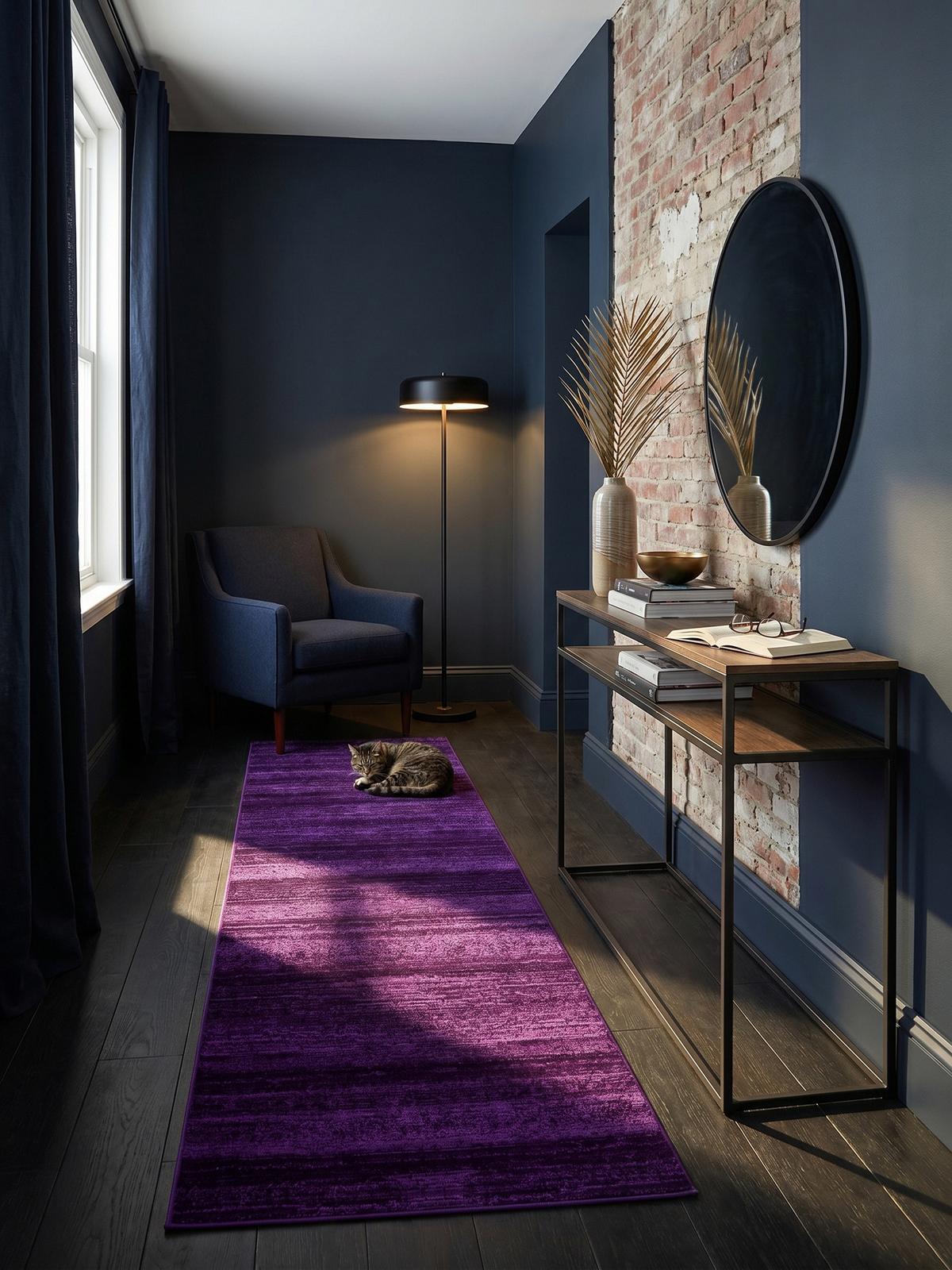 KURZFLORTEPPICH INN, einfarbig, Violett, 80 x 300 cm - Lila, Textil (300/80cm) - KADIMA DESIGN