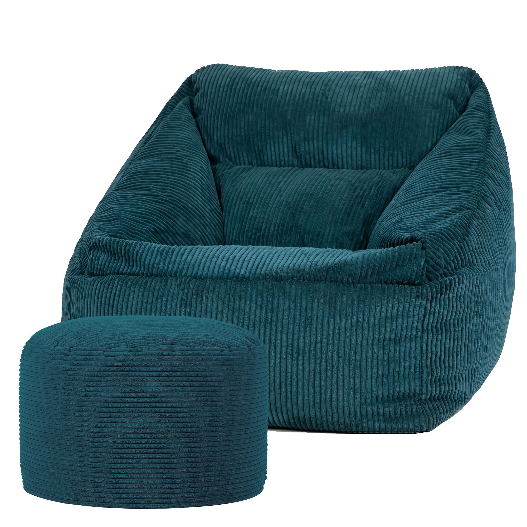 SITZSACK Sessel Natalia mit Sitzpouf - Grün, Textil (97/73/84cm) - icon