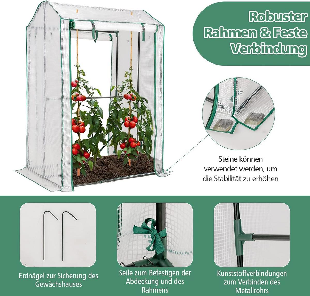 GEWACHSHAUS für Tomaten Transparent - Transparent, Metall (100/150/81cm) - COSTWAY