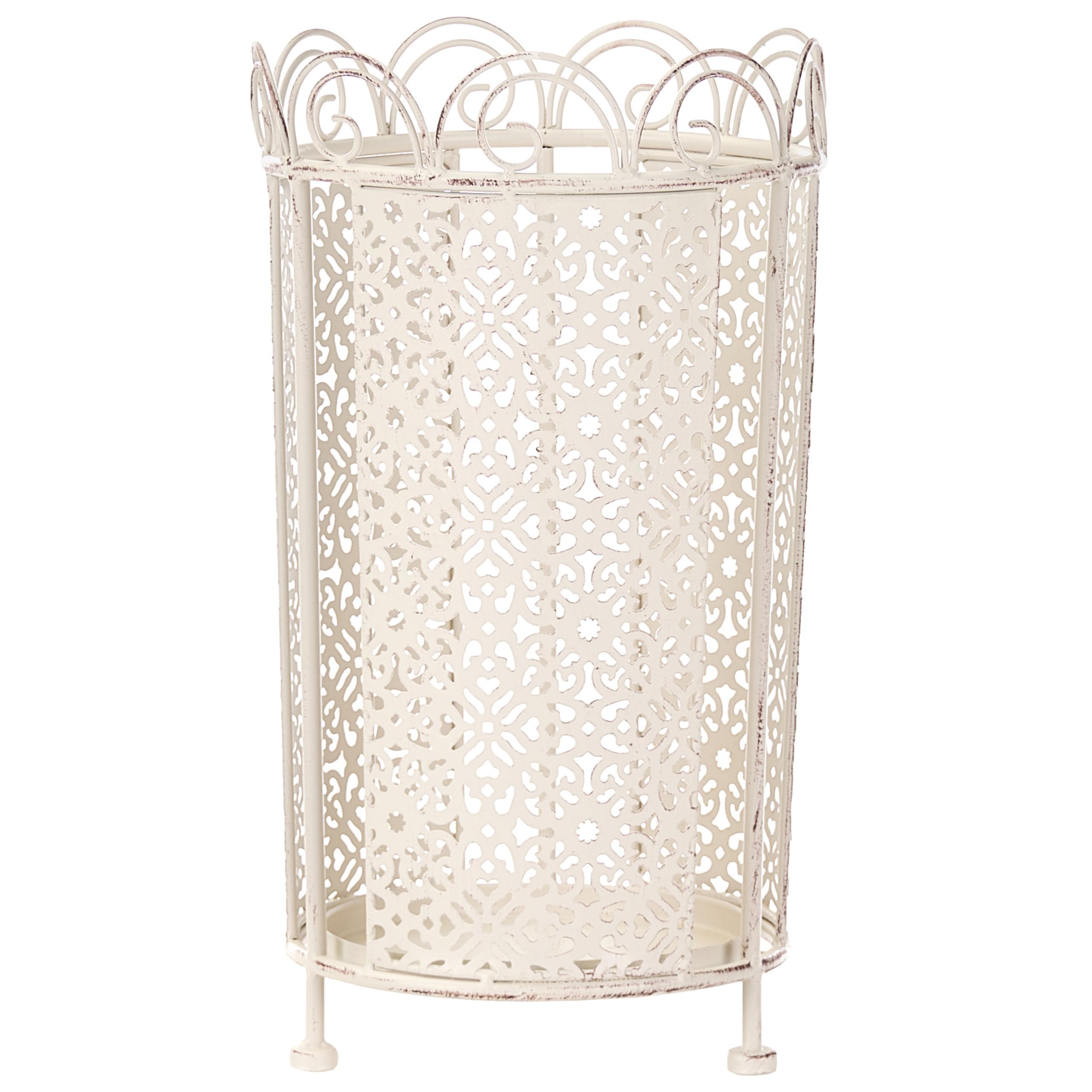 SCHIRMSTÄNDER Metall Cremeweiß Orliac - Creme/Weiß, Metall (24/43/24cm) - Beliani