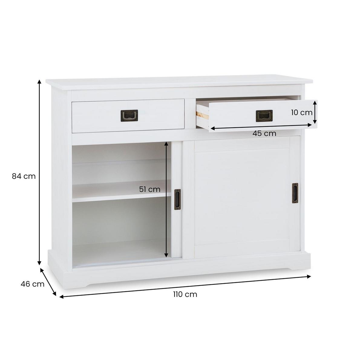 KOMMODE SAVONA weiß - Weiß, Holz (110/84/46cm) - IDIMEX