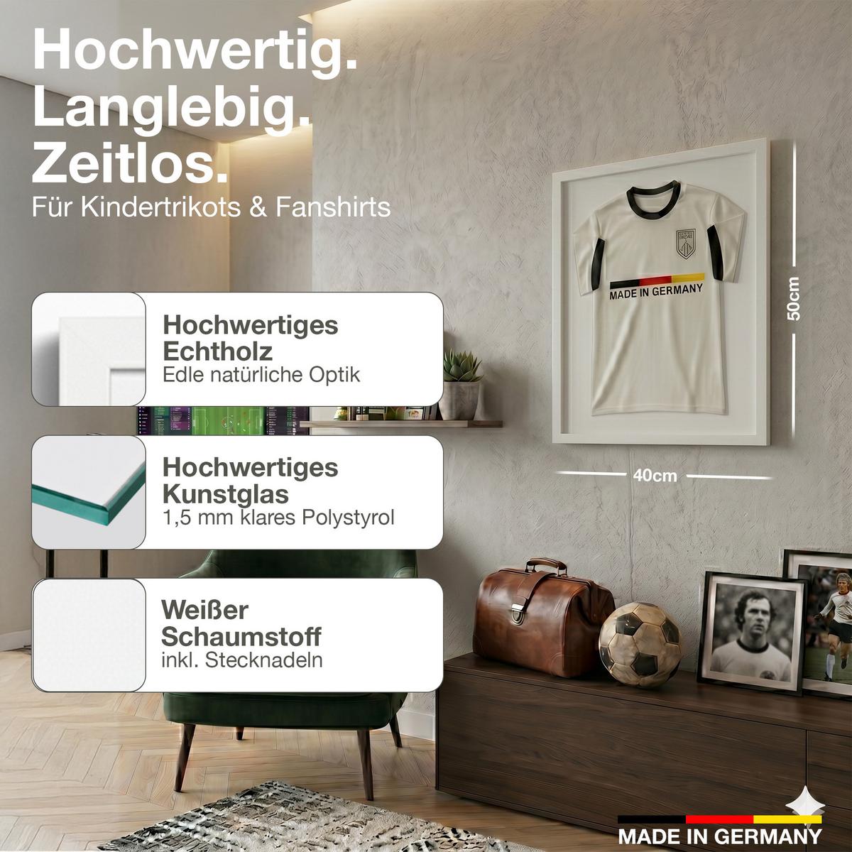 TRIKOTRAHMEN 40/50 Premium - Weiß, Holz (40/50cm) - K-Möbel