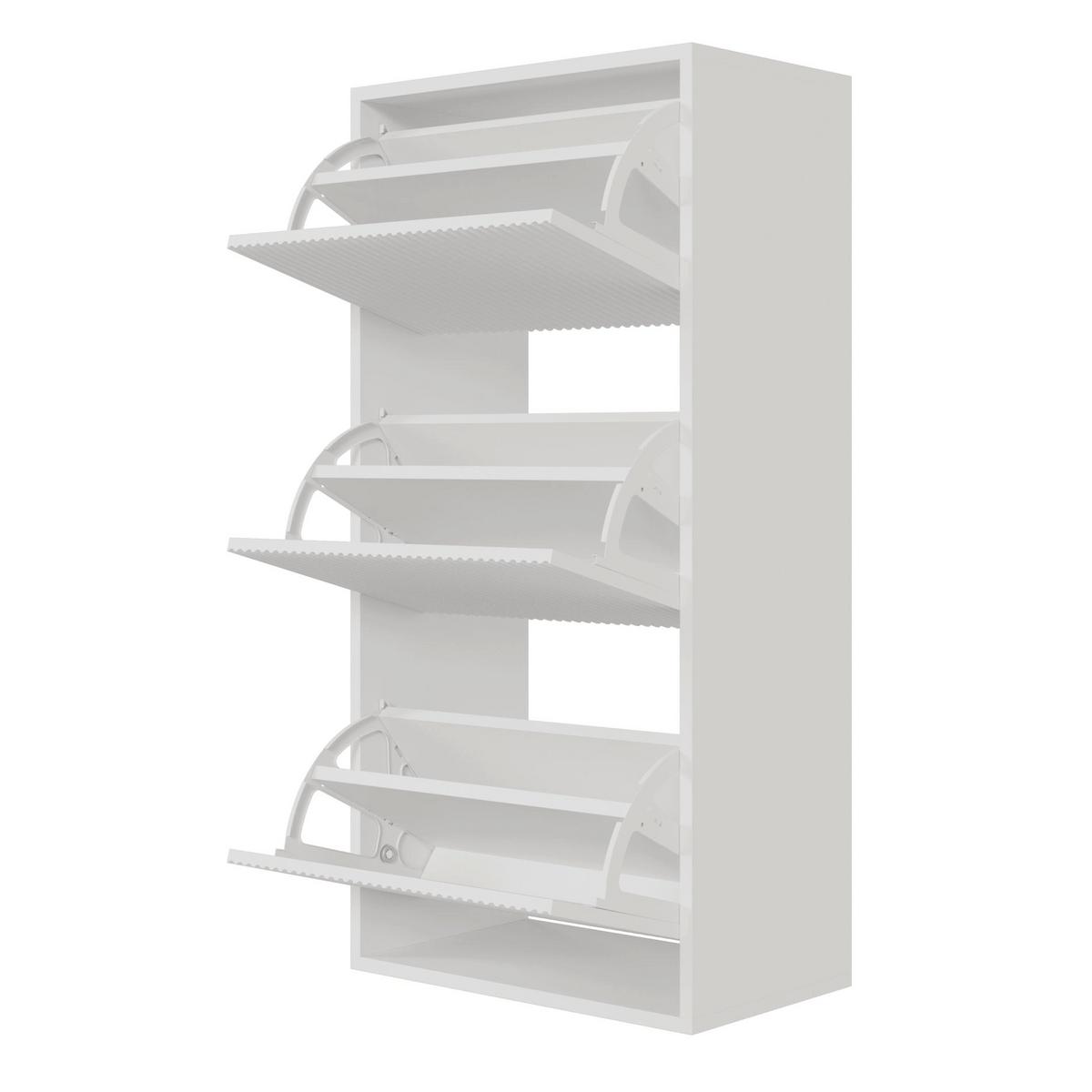 WAND-SCHUHSCHRANK Veldio mit 3 Klappen Weiß 50 cm - Weiß, Holzwerkstoff (50/103/30cm) - Selsey