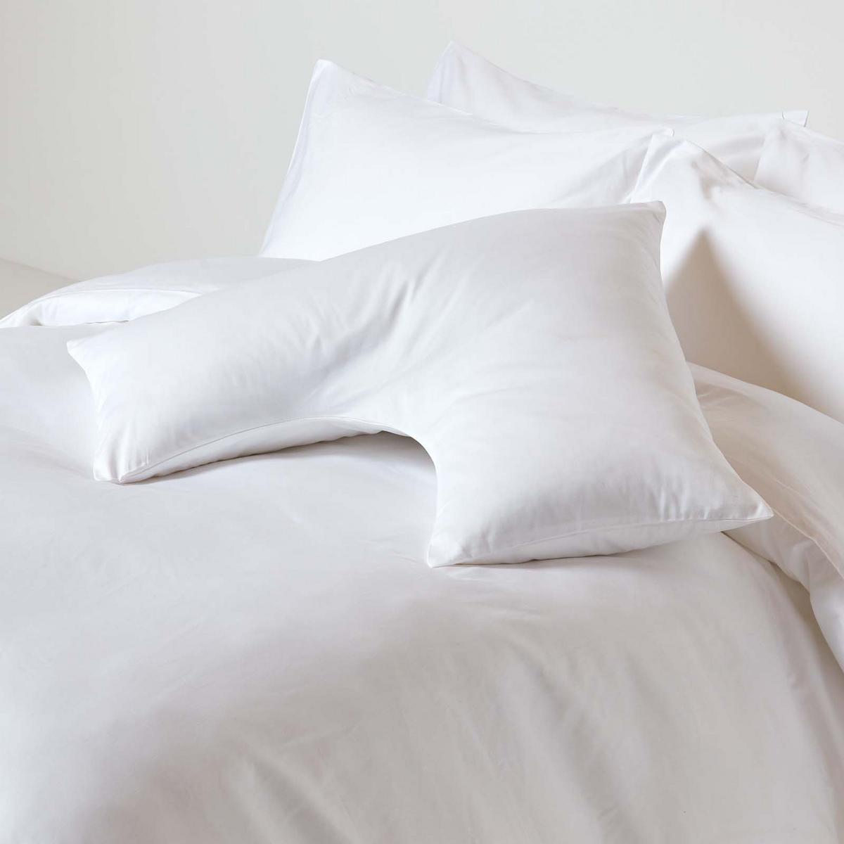 BIO-KISSENBEZUG für V-Form-Kissen, Satin, Fadendichte 400 - Weiß, Textil (38/76cm) - Homescapes