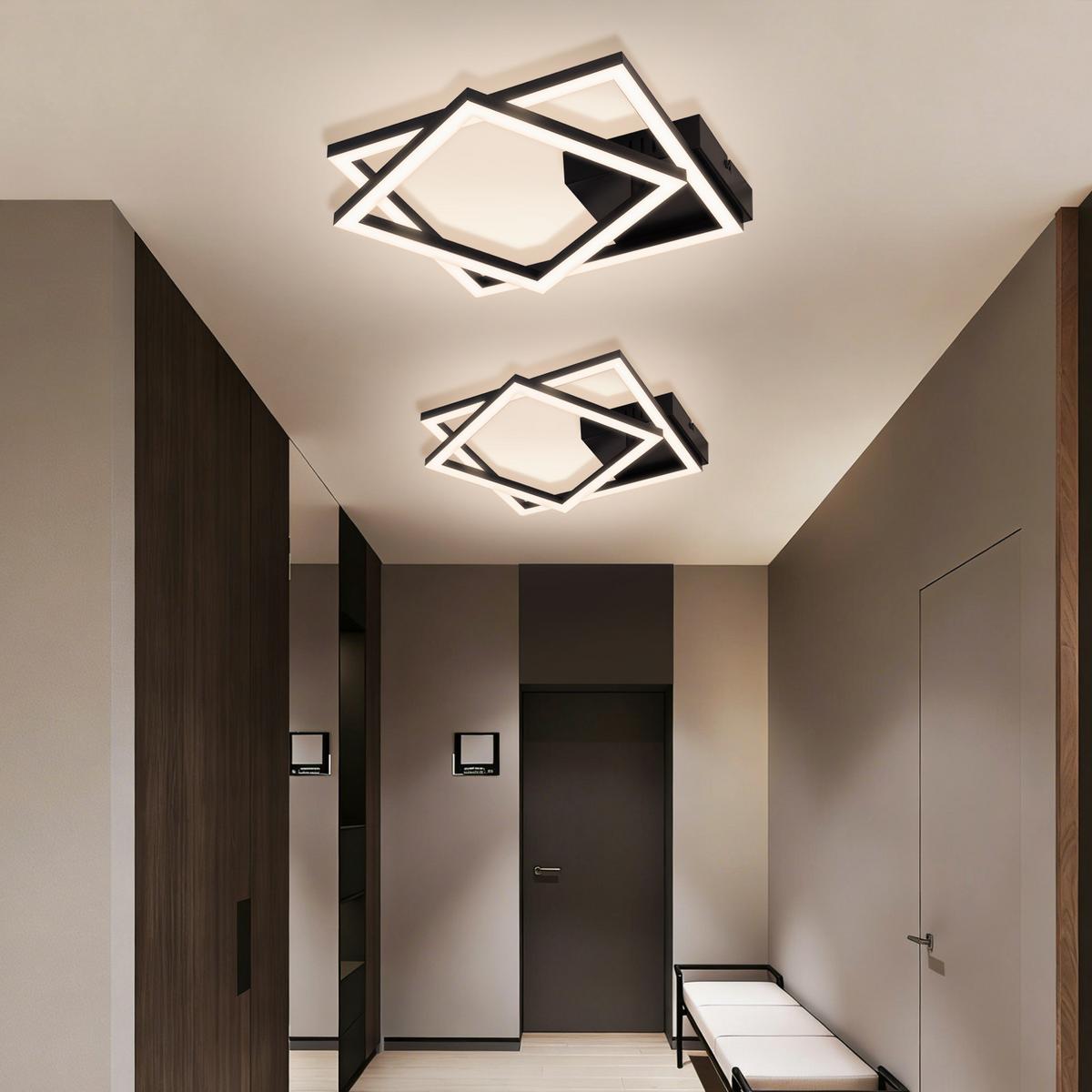 LED DECKENLEUCHTE Belwynne 34.5/34.5/6.7 cm - Schwarz, Kunststoff (34.5/34.5/6.7cm) - ZMH
