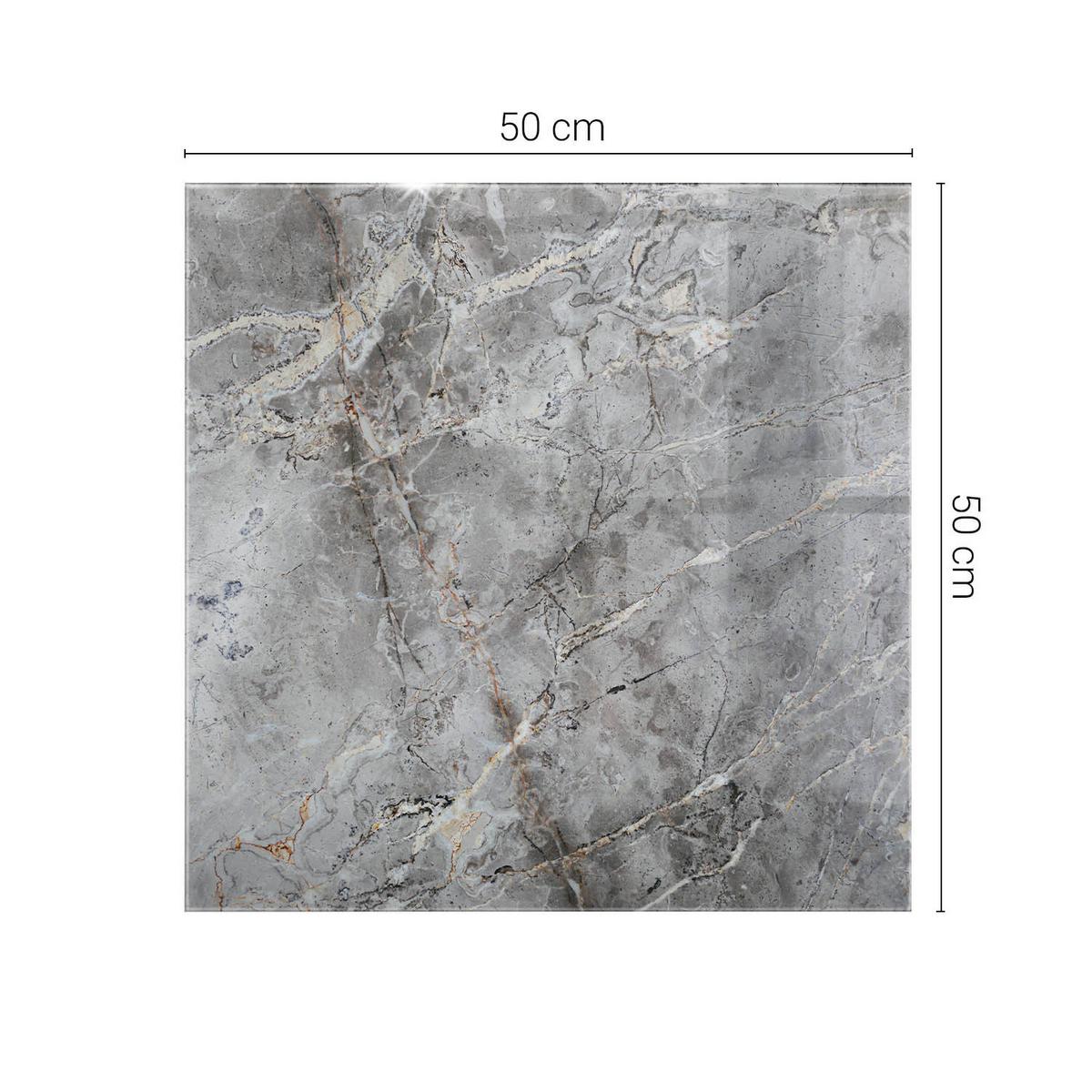 TISCHPLATTE 50x50 cm Muster aus Naturmarmor - Dunkelgrau, Glas (0.4/50/50cm) - TULUP