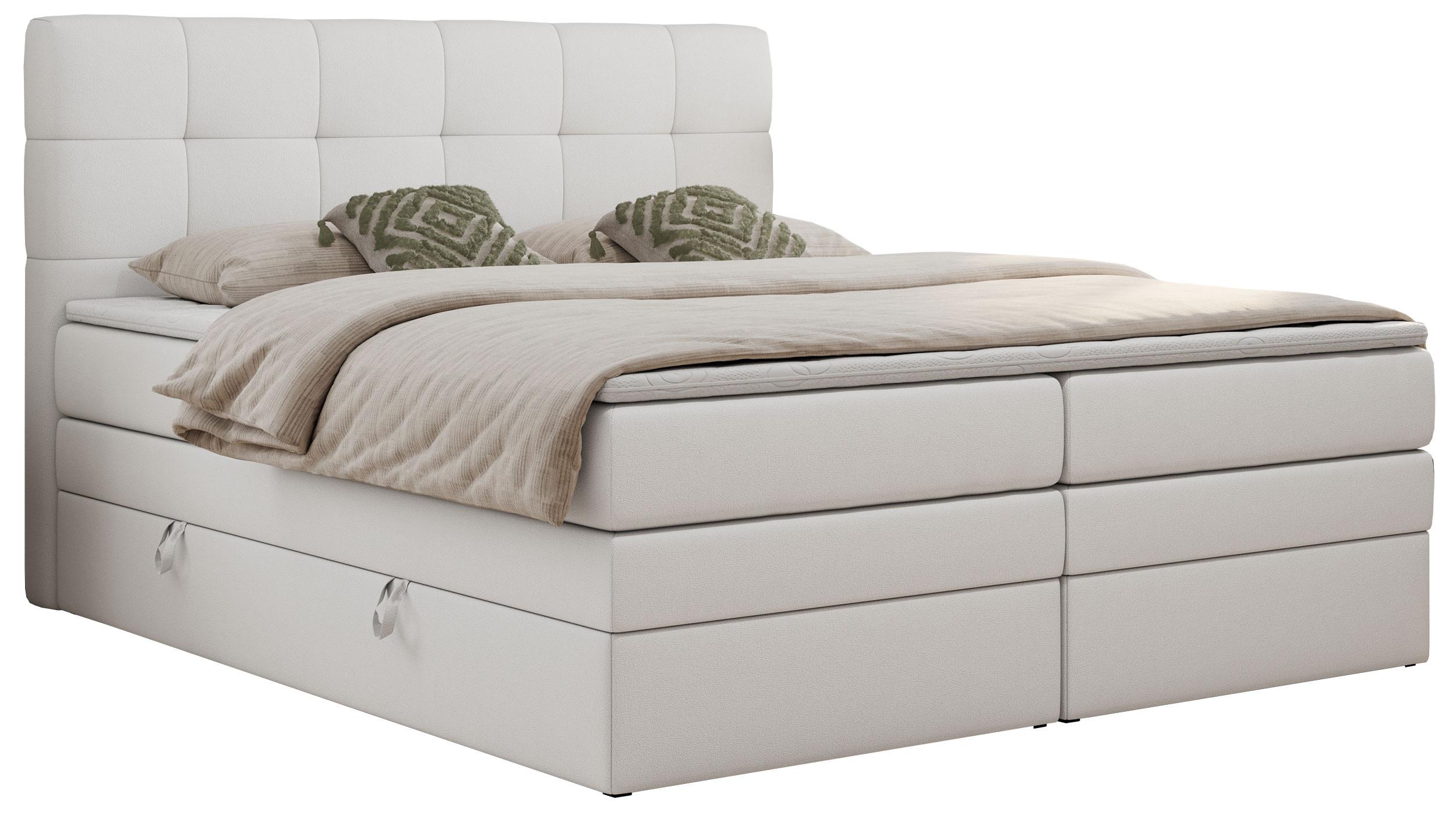 BOXSPRINGBETT LUKA KING 180/200 Weiß Kunstleder - H3 - Weiß, Holz/Textil (180/200cm) - MKS