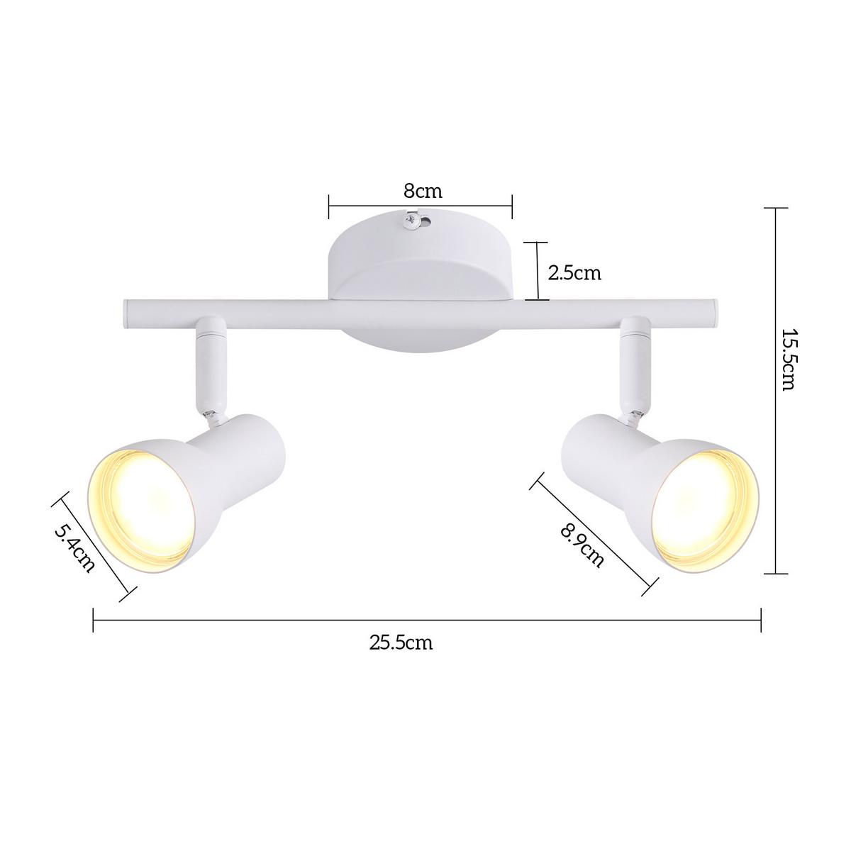 STRAHLER 2 Flammig-GU10 8*15.5*25.5 - Weiß, Metall (25.5/8/15.5cm) - ZMH