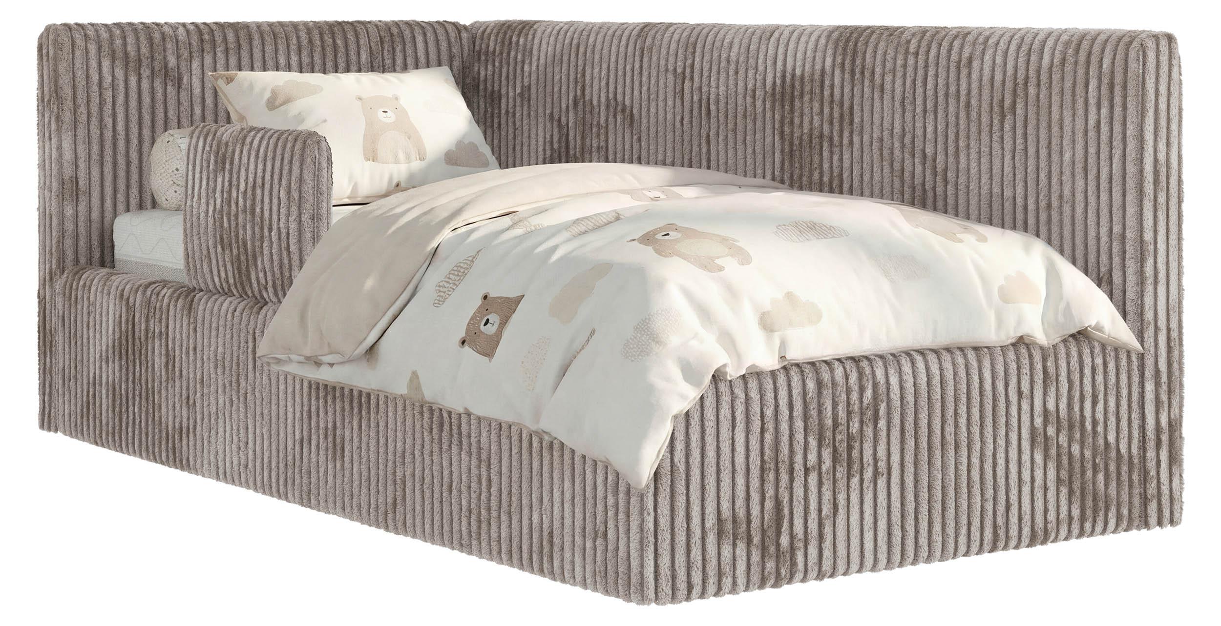 POLSTERBETT TILVO ALTA 90/200 - Hellbraun Cord - Ohne Matratze - Links - Hellbraun, Textil (90/200cm) - MKS