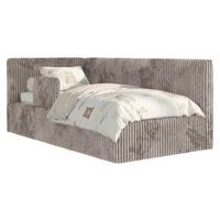 POLSTERBETT TILVO ALTA 90/200 - Hellbraun Cord - Multitaschenfederkernmatratze - Links - Hellbraun, Textil (90/200cm) - MKS