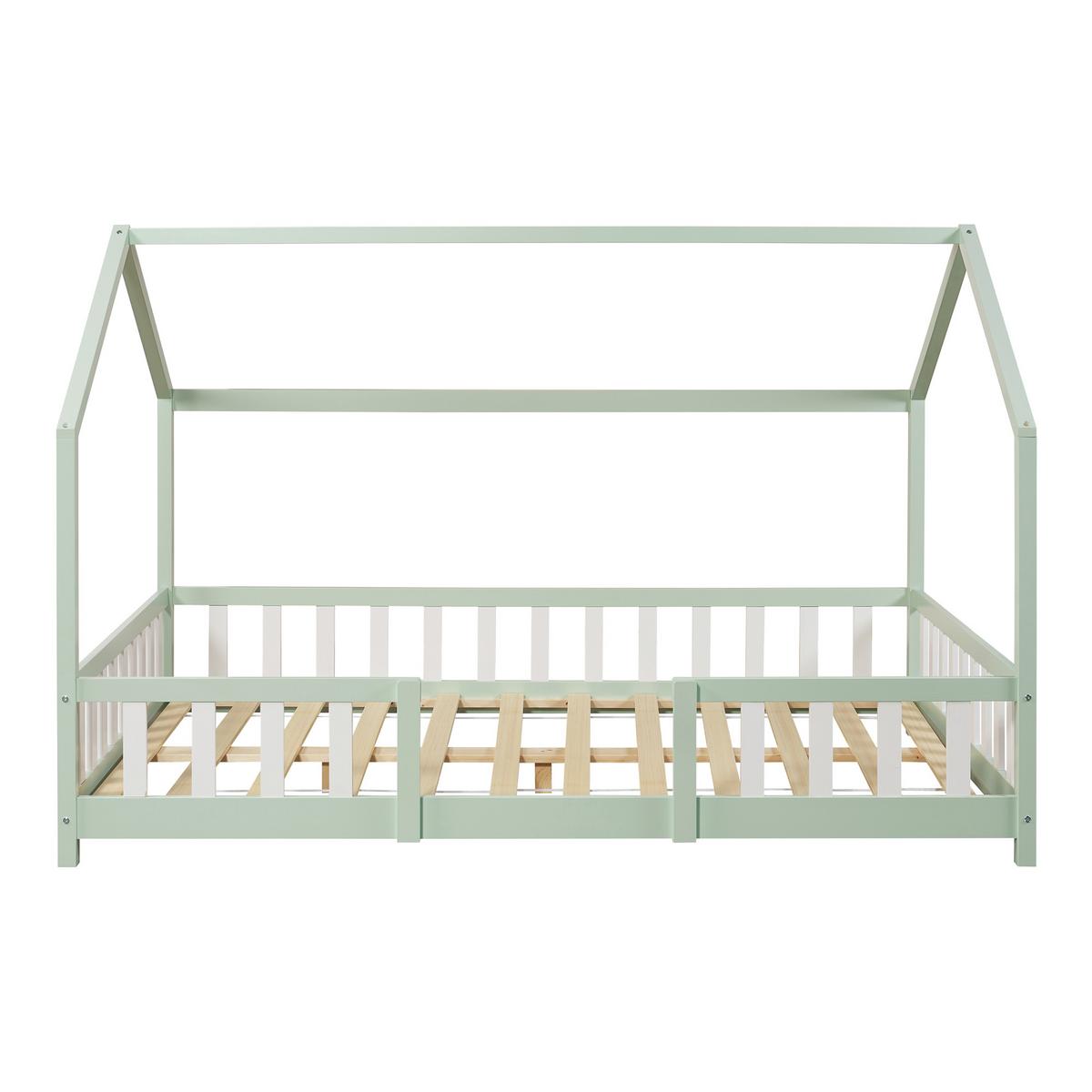 HAUSBETT Sisimiut - Weiß/Mintgrün, Holz (120/200cm) - [en.casa]