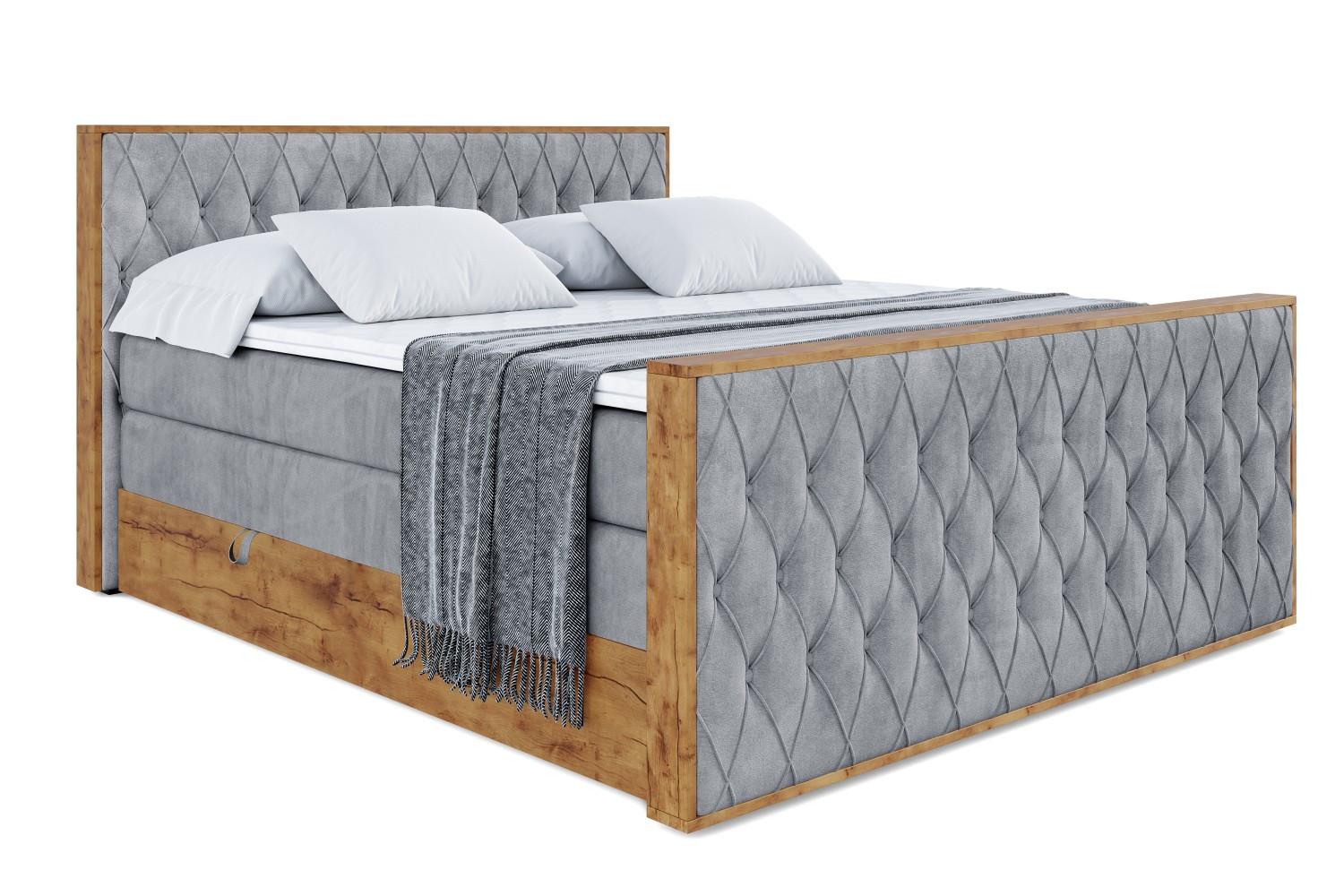 BOXSPRINGBETT mit Matratze H3|H4 und Lattenrost - LOLLI5-Z KING-200x200 - Grau Casablanca - Grau, Holzwerkstoff (200/200cm) - ALTDECOR