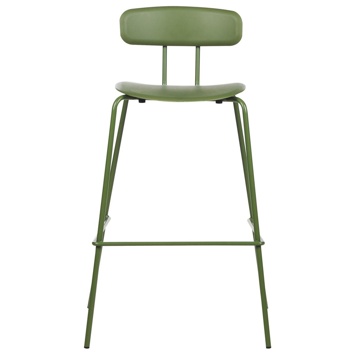 BARSTUHL 2er-Set Kunststoff/Metall olivgrün Sibley - Grün, Kunststoff (53/95/52cm) - Beliani