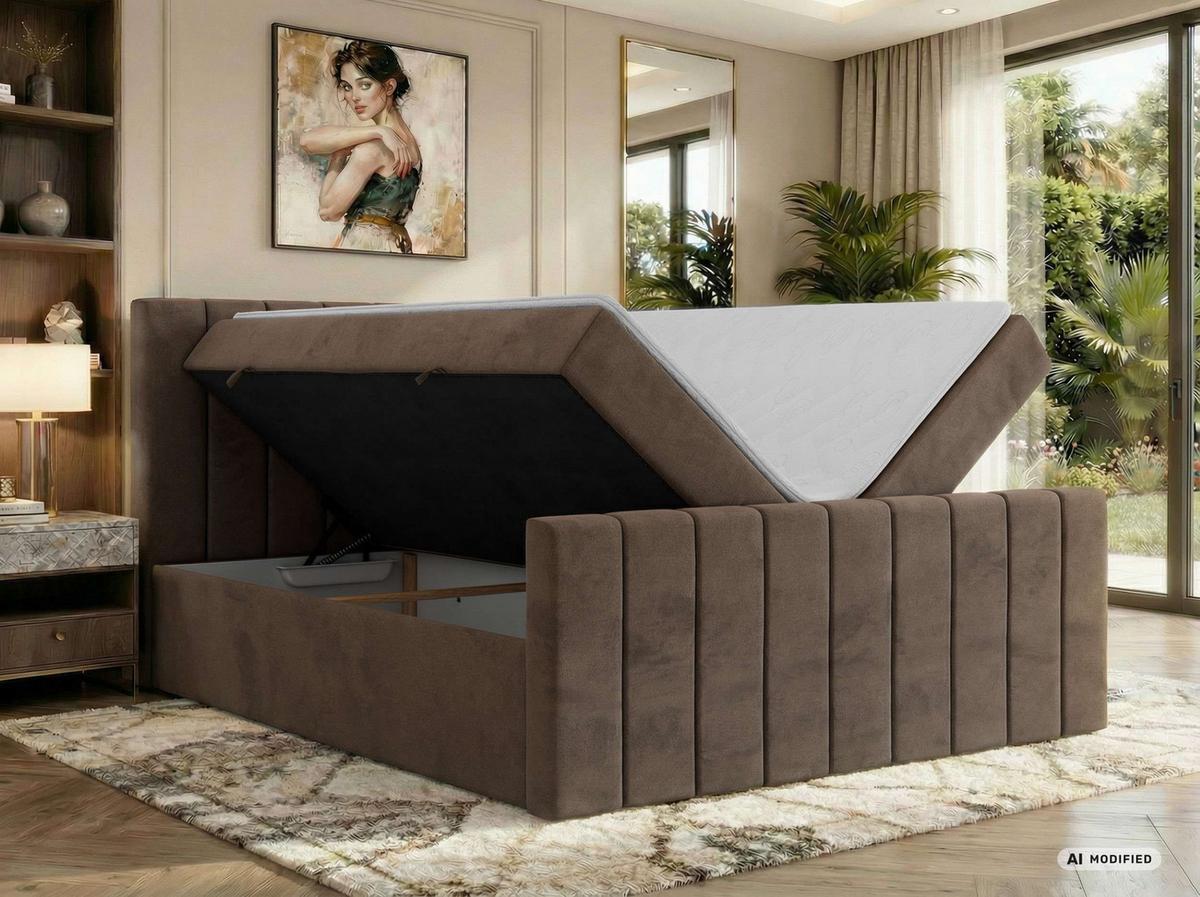 BOXBETT ALVER DUO 200/200 - Braun Velvet - Topper T25 - H3 - Schwarz/Braun, Kunststoff/Textil (200/200cm) - MKS