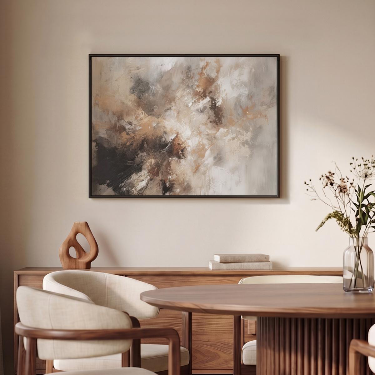 LEINWAND Bilder mit Rahmen - Farbe - Abstrakt - Beige - Kunst - 80x60 - Greige, Textil (80/60cm) - MuchoWow