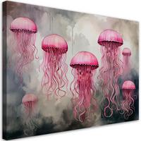 WANDBILD meeresqualle rosa - Pink, Textil (60/40cm) - Feeby